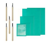 Tableros de linóleo Kit de linograbado - Borrador para tampón, linóleo para grabado con cuchillo de esculpir, 2A4+A5+2A6, bloques de goma, tierno, para impresiones, gráficos, manualidades y bricolaje