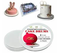 Tableros de Madera para Tartas - Bases Redondas Resistentes de 20cm, 25cm y 30cm - Grosor 3mm - Paquetes de 3, 6 o 12 - Ecológicos y Duraderos (3, 20CM)