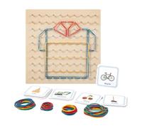 Tableros geo para, Tablero elástico,Juguete geográfico educativo - Tabla geográfica matemática de madera, Juguetes educativos Gráficos con 50 Mapas Estampados y 80 elásticos