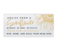 Tableros inspiradores Simply Said - ""Consejos de un girasol"" - Palabras alegres y sabias - Mensaje positivo - 30 x 14 cm - Letrero de madera aut