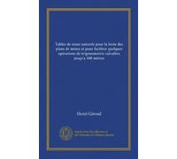 Tables de sinus naturels pour la levée des plans de mines et pour faciliter quelques opérations de trigonometrie calculées jusqu'a 100 mètres (Vol-1)