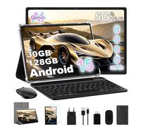 Tablet 10" Android 15, 30GB RAM+128GB ROM, 8000mAh, con Teclado - Gris