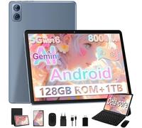 Tablet 10 Pulgadas Android, 22 GB RAM+128 GB ROM/TF 1 TB, 8 Núcleos a 2,0 GHz, 8000 mAh, Memoria Flash UFS 2.1, Cuerpo metálico, Doble WiFi, BT5.0, 8 + 5 MP, Widevine L1, con Teclado y Ratón, Gris