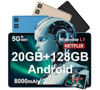 Tablet 11 Pulgadas Android 14 con 8000 mAh + Carga Rápida 18W, 13MP + 5MP, 20GB RAM + 128GB ROM (Ampliable a 1TB), Tablets con Widevine L1, 5G Wi-Fi, GPS, 8 Cores 2.0 GHz, Face ID, Bluetooth 5.0, Nero