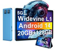 Tablet 11 Pulgadas Android 14 con 8000 mAh + Carga Rápida 18W, 13MP + 5MP, 20GB RAM + 128GB ROM (Ampliable a 1TB), Tablets con Widevine L1, 5G Wi-Fi, GPS, 8 Cores 2.0 GHz, Face ID, Bluetooth 5.0, Azul