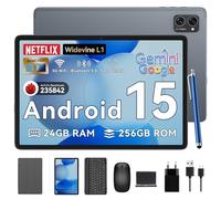 Tablet 2025 con Android 15 tabletas con pantalla Incell de 10.1 pulgadas, 24 GB de RAM, 256 GB ROM/2 TB TF, Gemini AI, T606 Octa-Core+cámara de 8 MP, 5000 mAh, Widevine L1, tabletas 2 en 1 con lápiz