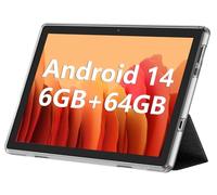 tablet Android, 10.1 pulgadas Android 14 tabletas 6 GB RAM 64 ROM 1 TB Expand, visualización táctil IPS HD 1280 x 800, batería de 6000 mAh, Bluetooth, cámara dual, GMS, WiFi (negro)
