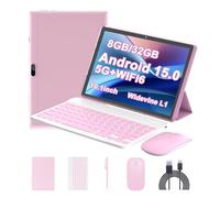 tablet Android 12 de 10.1 pulgadas, tabletas 2 en 1, 4 GB de RAM+64 GB ROM procesador Quad-Core, tablet 1280 x 800 FHD con teclado/mouse/funda/lápiz óptico/película templada, 8 MP cámara dual 6000