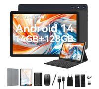 Tablet Android 14 de 10 Pulgadas, tabletas 4G LTE con 2 SIM y 1 Ranura SD, 5G WiFi Tablet PC con 14 GB + 128 GB (1TBTF), Tableta 3 en 1 con Teclado ratón Octa-Core, 1080FHD, 13 MP+8 MP, 7000 mAh,