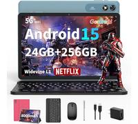 Tablet Android 2026 de 10 pulgadas, tableta Android 15 con teclado, 24 GB + 256 GB + 2 TB expandido, tabletas 2 en 1 con Gemini AI, 8 núcleos, 8000 mAh, Widevine L1, GMS, tabletas PC con funda, mouse