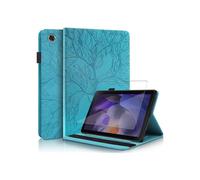 Tablet Case - Samsung - Galaxy Tab A8 10.5 - Tempered Glass - PU Leather - Card Slots - Tree Blue