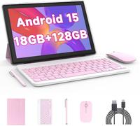 tablet de 10 pulgadas con teclado Android 15 (no se vaya) Tabletas 2 en 1 18 GB RAM 128 GB Soporta tabletas de expansión de 2 TB incluyen funda para mouse Stylus 6000 mAh, batería 2 MP+8 MP Cámara