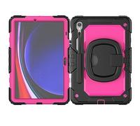 Tablet PC Case Funda de Silicona for Samsung Galaxy Tab S10 FE 11" SM-X520/X526B/X528U 2025 con Protector de Pantalla, Resistente y con asa giratoria. Tablet contraportada(Rose Red 2)