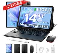 Tablet PC DOOGEE U14 2 en 1 de 14 Pulgadas con Pantalla Incell 2.2K, Gemini Ai, Batería de 14000mAh, 56GB de RAM (8+48), 256GB de ROM, Cámara Principal de 16MP, Widevine L1 Compatible con Tablet PC Bl