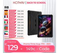 Tablet Resistente HOTWAV R8, Pantalla HD+ de 10.1'', Batería Masiva de 10800mAh, Sistema Operativo Android 14, Octa-core, 4GB, 128GB, Tablet PC Global R8 Black