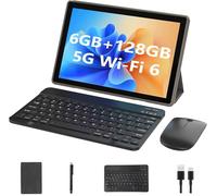 Tableta 2 en 1 con teclado, tableta Android 11 de 10 pulgadas, 6 GB de RAM+128 GB de ROM + tableta expandible de 1 TB, procesador de cuatro núcleos de 1.8 GHz, tabletas 5G WiFi 6 BT 5.0 con mouse |
