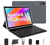 Tableta Android 13, tableta de 10.1 pulgadas, tableta 2024 con teclado, mouse, 10 GB + 64 GB 1 TB expansión, 8000 mAh, procesador Octa-Core, cámara dual 5 MP + 8 MP, 2.4G+5GWIFI, pantalla táctil IPS