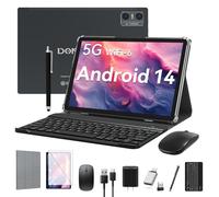 Tableta Android 14 2025, tableta de 10 pulgadas (4+4) GB RAM 64GB ROM 1TB Expand, tabletas 2 en 1 con teclado, funda, lápiz óptico, tableta Octa-Core, WiFi 6, Bluetooth, cámara dual, batería de 7000