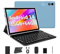 Tableta Android 14 de 10.1 pulgadas 2024 con teclado y mouse de 10 GB + 64 GB 1 TB Ampliar 6000 mAh Octa-Core Procesador Dual Cámara WiFi 1280x800 IPS 18W Carga rápida
