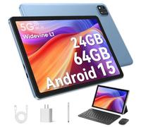 Tableta Android 14 de 10.1 pulgadas 2024 con teclado y mouse de 10 GB + 64 GB 1 TB Ampliar 6000 mAh Octa-Core Procesador Dual Cámara WiFi 1280x800 IPS 18W Carga rápida