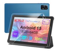 Tableta Android 14 de 10 pulgadas, Octa-Core, 8 GB de RAM 64 GB (ampliable a 1 TB), batería de 7000 mAh, pantalla IPS HD de 10.1 pulgadas, Wi-Fi 6 y OTG, tableta de metal con funda de soporte para