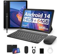 Tableta, Android 14 tabletas de 11 pulgadas, 14 GB de RAM + 64 GB de ROM (TF 1 TB) con Octa-Core, 6800 mAh, Widevine L1, WiFi 6, tableta 8 en 1 con teclado, mouse, funda protectora, lápiz, auriculares