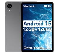 Tableta Android 15 2025, 10,1 pulgadas, tableta Android: desbloqueo facial, 4 + 8 GB + 128 GB + 1 TB ampliable, procesador Octa-Core, batería de 6000 mAh con carga rápida de 11 W, gris