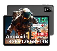 Tableta Android 15 de 10 pulgadas, 18 GB de RAM, 128 GB de ROM de 1 TB de expansión, procesador Octa-Core, 1280 x 800 IPS Widevine L1, WiFi 6, cámara dual de 8 MP+5 MP, BT5.4, 6000 mAh, GPS, carga