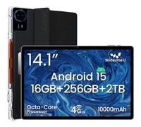 Tableta Android 15, tableta de 14 pulgadas, 16 GB de RAM + 256 GB de ROM, pantalla IPS FHD de 1920 x 1200 antirreflejos, procesador T616 Octa-Core, batería de 10000 mAh, con lápiz óptico, funda de