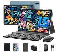 Tableta Android 2026 de 10 pulgadas, tableta Android 15 con teclado, 24 GB + 256 GB + 2 TB de expansión, tabletas 2 en 1 con Gemini AI, 8 núcleos, 8000 mAh, Widevine L1 GMS, funda para tablets