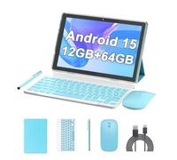 Tableta Android de 10 pulgadas 15 tabletas, tableta 2 en 1 con teclado, 12 GB de RAM + 64 GB de ROM, tabletas de 2 MP + 8 MP 6000 mAh, 2.0 GHz, 1280 x 800, incluye teclado/ratón/funda/lápiz capacitivo