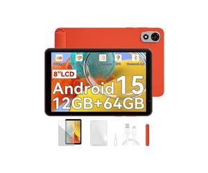 Tableta Blackview ZENO 1 8" FHD AI x Android 15, RAM 12 Go ROM 64 Go/SD 2 To, 6000mAh Widevine L1 1080P WPS, Doble SIM - Naranja