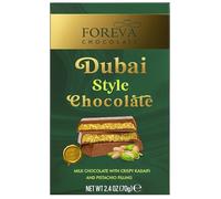 Tableta Chocolate Dubai Style Foreva 70g - Chocolate con Leche con Kadaif Crujiente & Crema de Pistacho - Receta Gourmanda inspirada en Dubai - Chocolate Premium Pistacho Kadaif