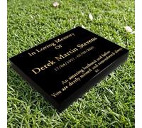 Tableta conmemorativa de granito de alta calidad, piedra negra pulida, grabado dorado personalizado gratuito (15 x 12 x 2 pulgadas, 20 kg)