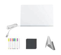 Tableta de dibujo LED para niños - borrable en seco, soporte ajustable recargable USB juguete creativo con 7 bolígrafos de colores, pantalla para mensajes luminosos | Para dibujo nocturno escolar Va