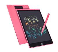 Tableta de Escritura Color LCD 12 Pulgadas, Tablet Escritura Pantalla Colorido Infantil, Tableta Grafica Dibujo Niños Adecuada para el Hogar, Escuela, Oficina, Cuaderno de Notas con Fundas (Pink)
