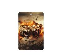 Tableta de fragancia para coche, 4 piezas, diseño de dos tigres en llamas, para colgar en la tableta, ambientador para decoración del hogar y la oficina