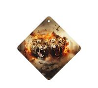 Tableta de fragancia para coche, 4 piezas, diseño de dos tigres en llamas, para colgar en la tableta, ambientador para decoración del hogar y la oficina