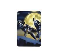 Tableta de fragancia para coche, 4 unidades, diseño de dos lobos silbando en la luna, para colgar en la tableta, ambientador, decoración del hogar y la oficina