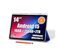 Tableta de pantalla grande de 14 pulgadas, tableta Android de 16 GB de RAM, 256 GB de ROM, pantalla IPS FHD de 1920 x 1200, Widevine L1, carga de 10000 mAh y 18 W, Wi-Fi y Bluetooth, 4G LTE, con funda