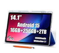 Tableta de pantalla grande de 14 pulgadas, tableta Android de 16 GB de RAM, 256 GB de ROM, pantalla IPS FHD de 1920 x 1200, Widevine L1, carga de 10000 mAh y 18 W, Wi-Fi y Bluetooth, 4G LTE, con funda