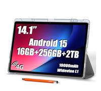 Tableta de pantalla grande de 14 pulgadas, tableta Android de 16 GB de RAM, 256 GB de ROM, pantalla IPS FHD de 1920 x 1200, Widevine L1, carga de 10000 mAh y 18 W, Wi-Fi y Bluetooth, 4G LTE, con funda