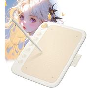 Tableta Grafica UGEE Q6, Tableta Dibujo Digital Portátil de 6 Pulgadas para Teléfono/Computadora/Tableta, Lápiz Capacitivo Sensible a la Presión 8192, Tablet para Dibujar con Cable de Datos, Beige