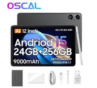 Tableta OSCAL Pad 100 Android 15 8+16/12+24GB 36GB RAM 256GB ROM 9000mAh 24+256 gris