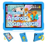 Tableta para niños Android 14, tabletas 2024 de 10.1 pulgadas, 20 GB + 128 GB/1 TB ampliable, tabletas Android con WiFi 6, Octa-Core, control parental, cámara dual, Bluetooth 5.0, funda EVA para