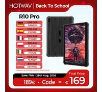 Tableta Resistente al Agua y a Prueba de Golpes HOTWAV R10 Pro, Sistema Operativo Android 14, Pantalla HD+ de 10.1'', Batería de Gran Capacidad de 10800 mAh, Cámara de 13MP + 5MP, 8 GB de RAM, 256 GB 