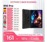 Tableta Robusta HOTWAV R10 Pro con Android 14, Pantalla HD+ de 10.1'', Cámara de 13MP, Batería de 10800mAh, 8GB de RAM, 256GB de Almacenamiento, Procesador de 8 Núcleos, Carga OTG R10 Pro Orange