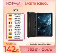 Tableta Robusta HOTWAV R8 con Batería Masiva de 10800 mAh, IP68 e IP69K, Android 14, Pantalla HD+ de 10.1'', 4 GB, 128 GB, Cámara de 13 MP + 5 MP, 4G Global, OTG, GPS, Tableta PC Octa-Core R8 Orange