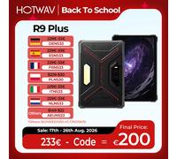Tableta Robusta HOTWAV R9 Plus de 11'' con Pantalla 2K, Batería de 20080 mAh, 8 GB de RAM, 512 GB de Almacenamiento, Cámara de 64 MP, Android 14, con Luz Súper Potente para Camping R9 Plus Black