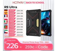 Tableta Robusta HOTWAV R9 Ultra 5G, 8GB 512GB, 20080mAh, Android 15, Pantalla FHD+ 2K de 11'', 64MP, Super Camping Light R9 Ultra Red